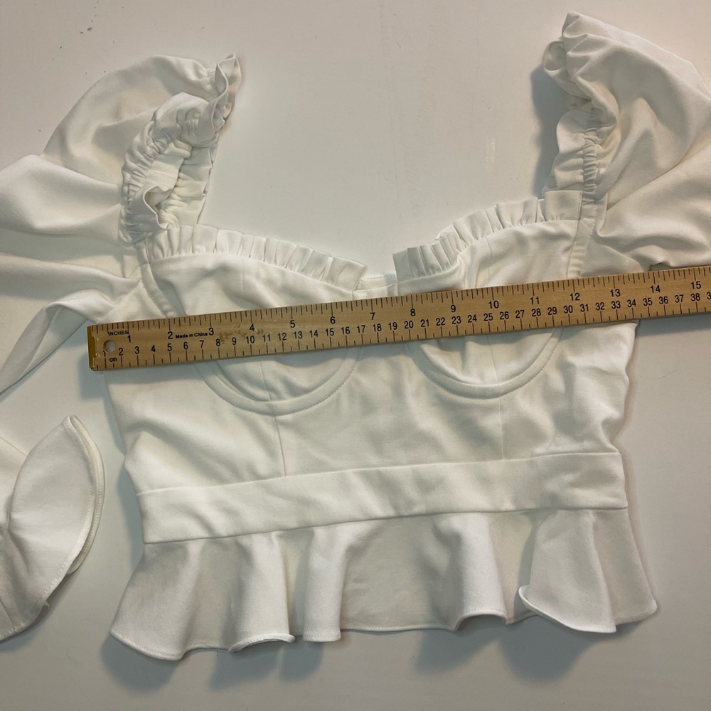 Majorelle Corie Top White Underwire Puff Sleeves Peplum XXS - Picture 10 of 15
